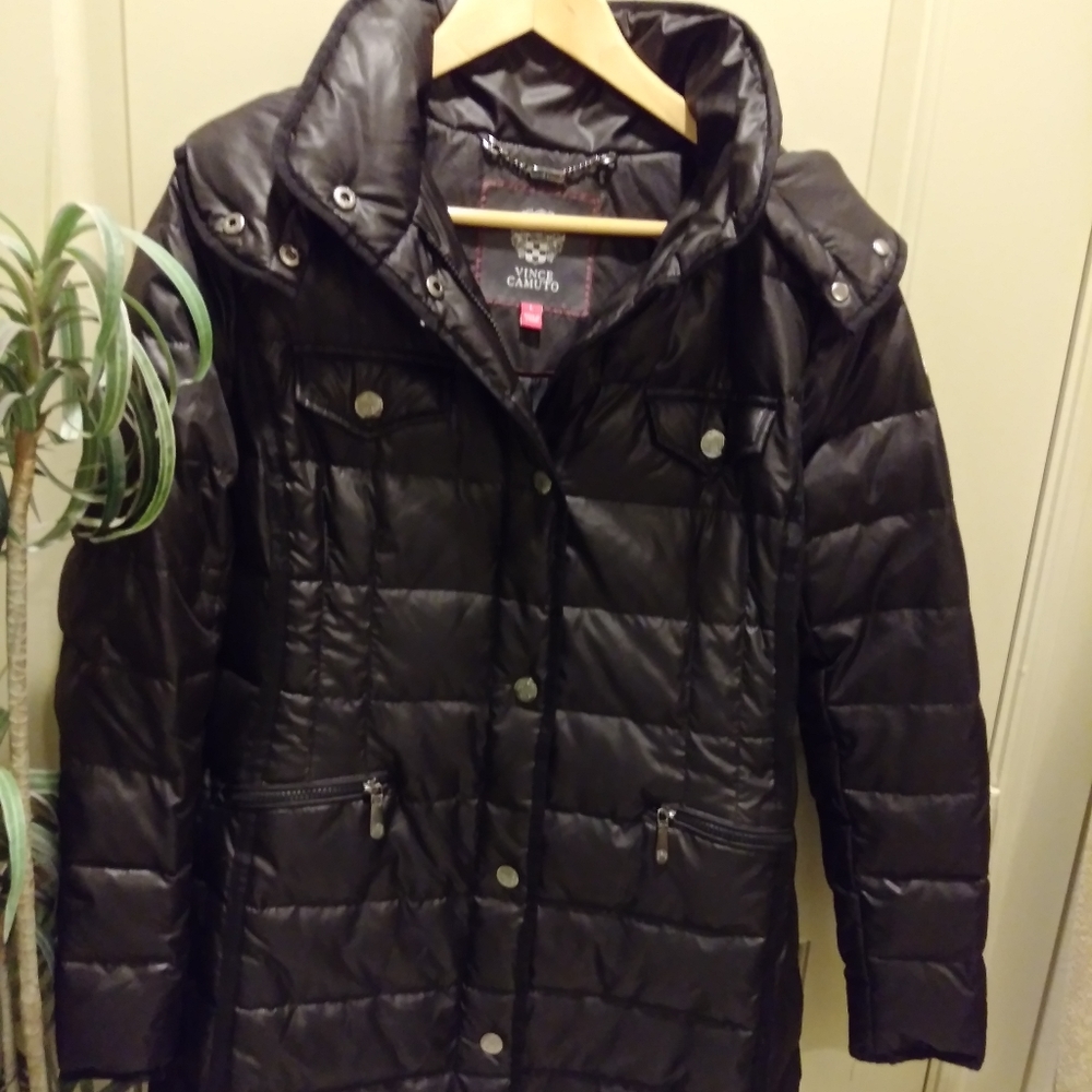 Vince Camuto Quilted Hooded 3/4 Coat